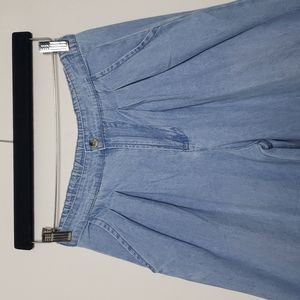 NWT Industry Blue Chambray Pleated Wide-Leg Cropped Jeans Size S
